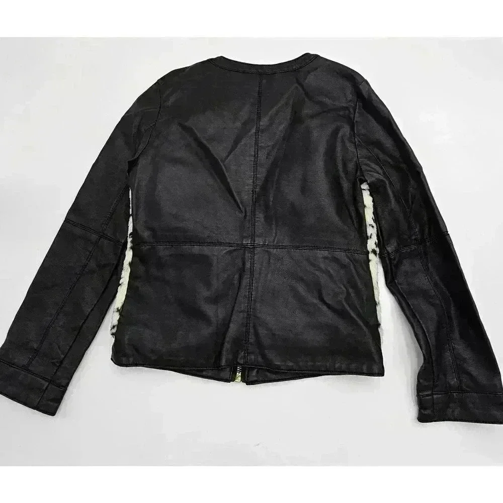 Cherokee Girl's Size S Faux Fur and Leather Crop Jacket - Picture 2 of 3